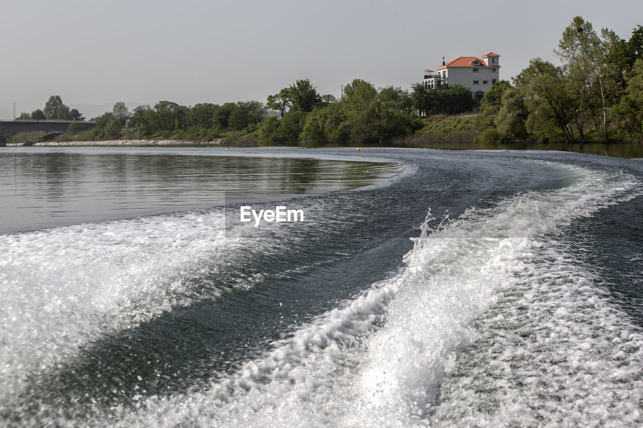 Waves splashing in river