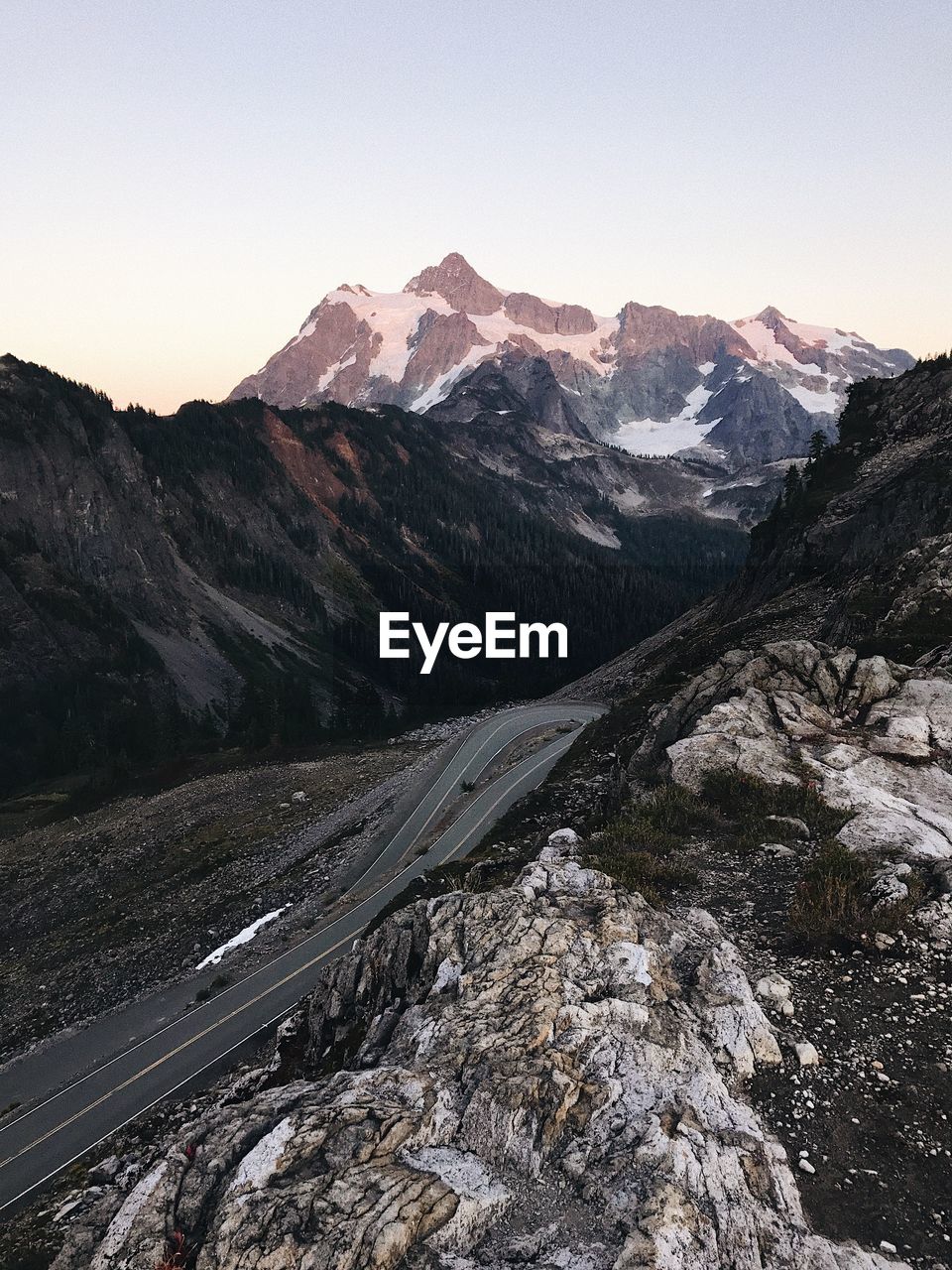 Scenic view of mountains against clear sky