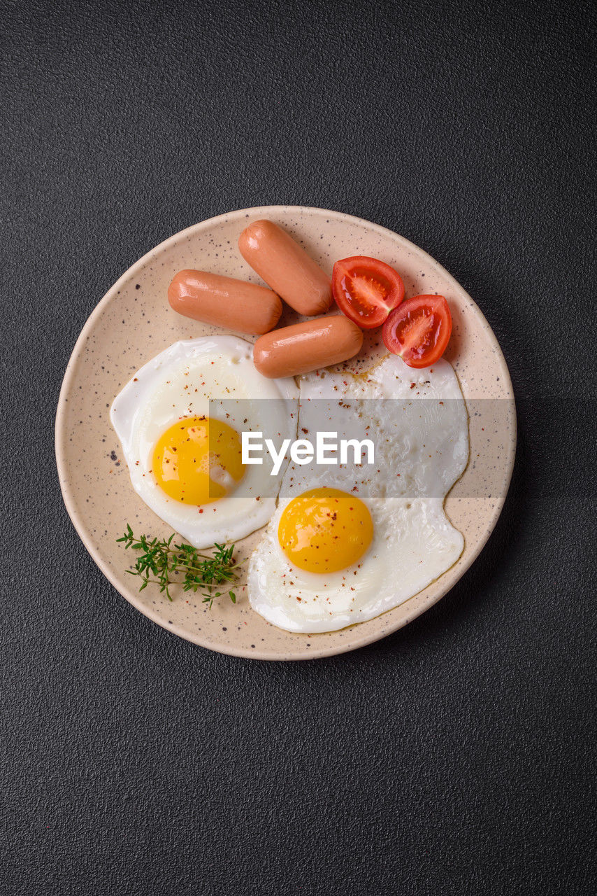 high angle view of food on plate on table