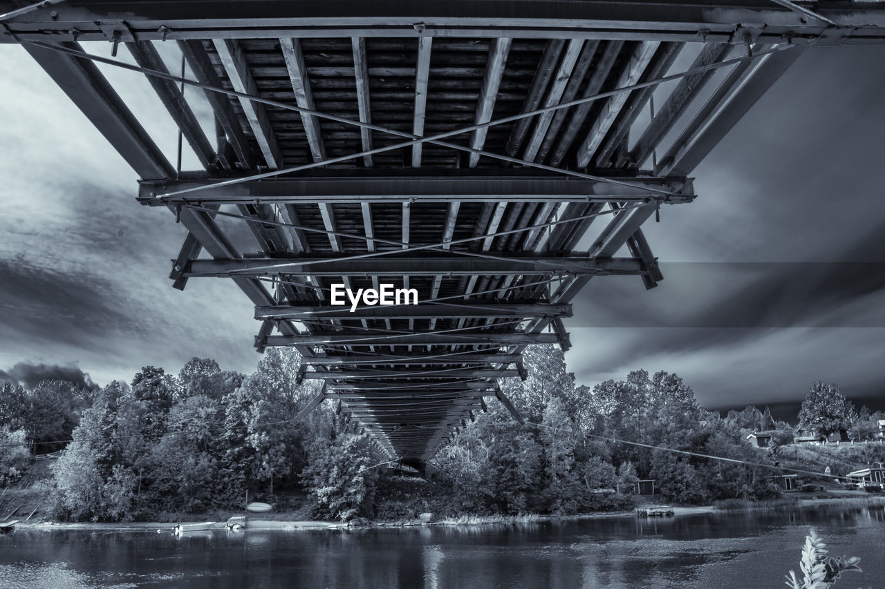 LOW ANGLE VIEW OF BRIDGE OVER RIVER