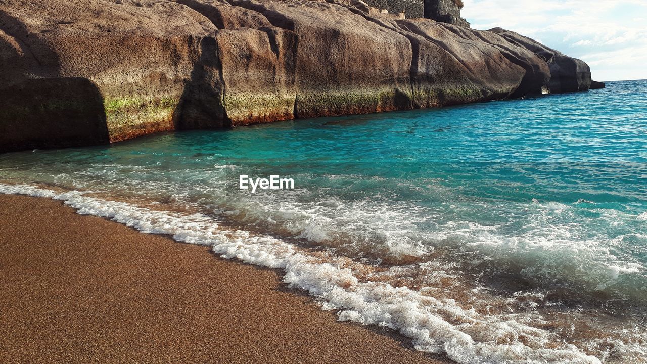 SCENIC VIEW OF SEA AGAINST ROCKS