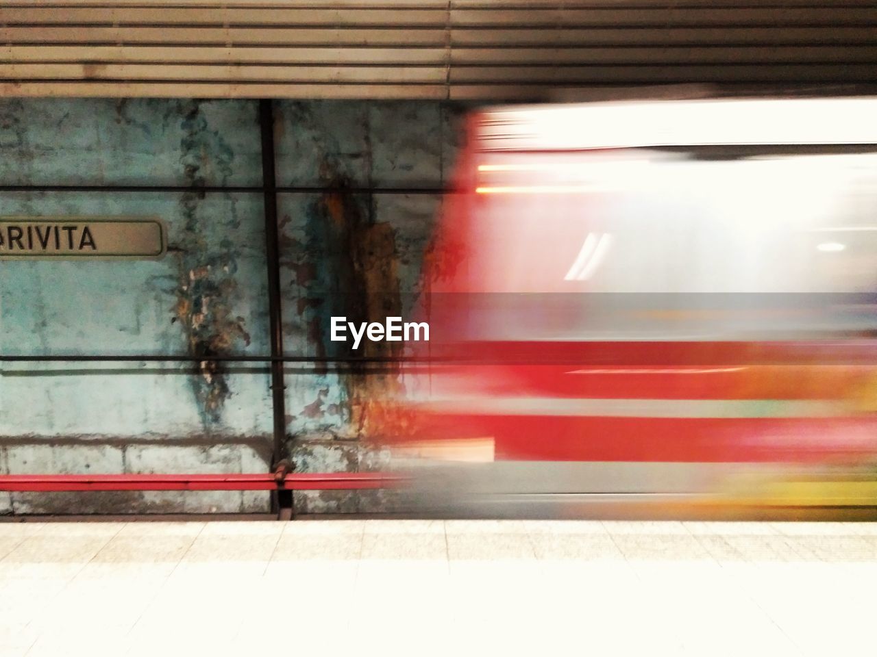 BLURRED MOTION OF RED SUBWAY STATION