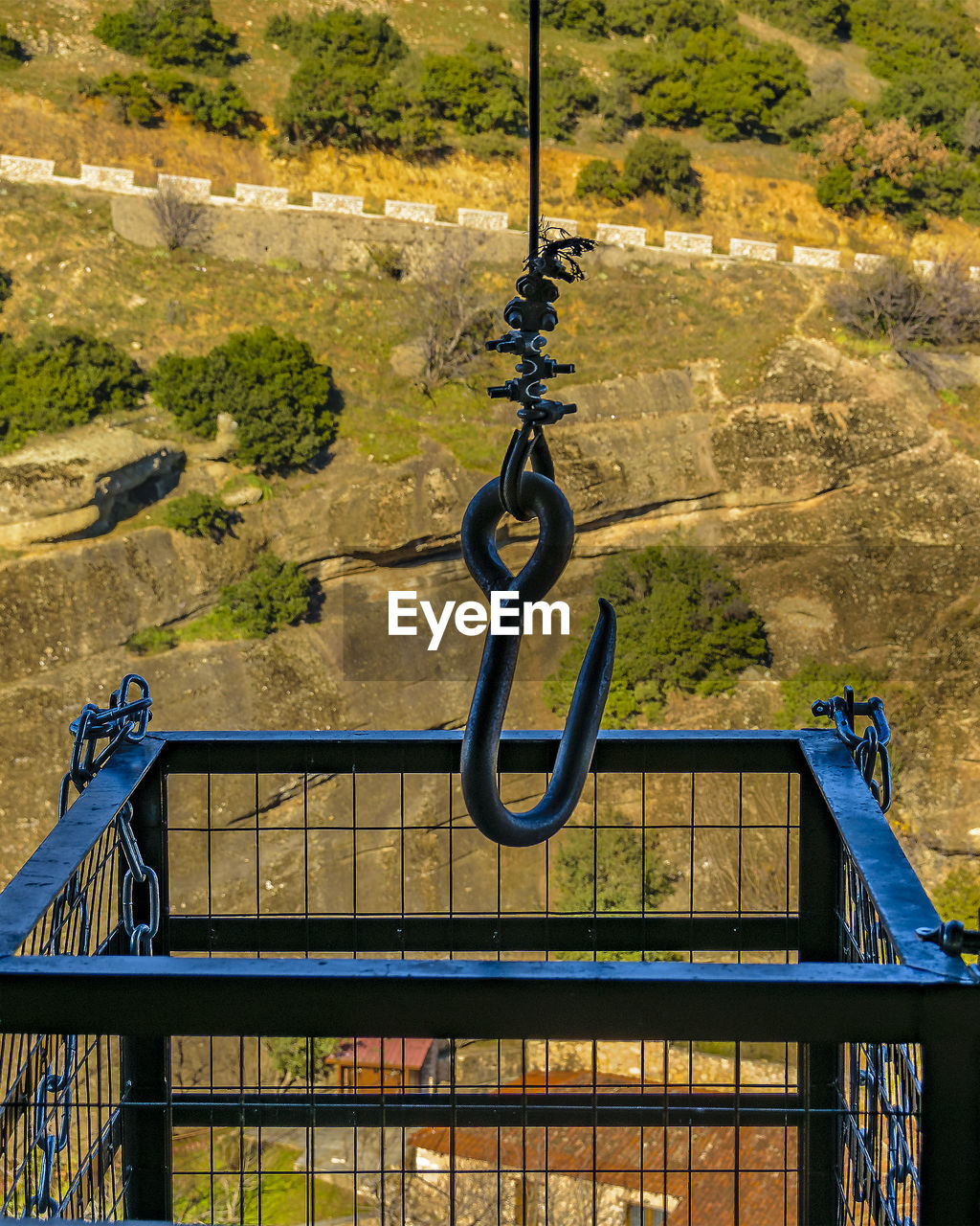 low angle view of metallic railing