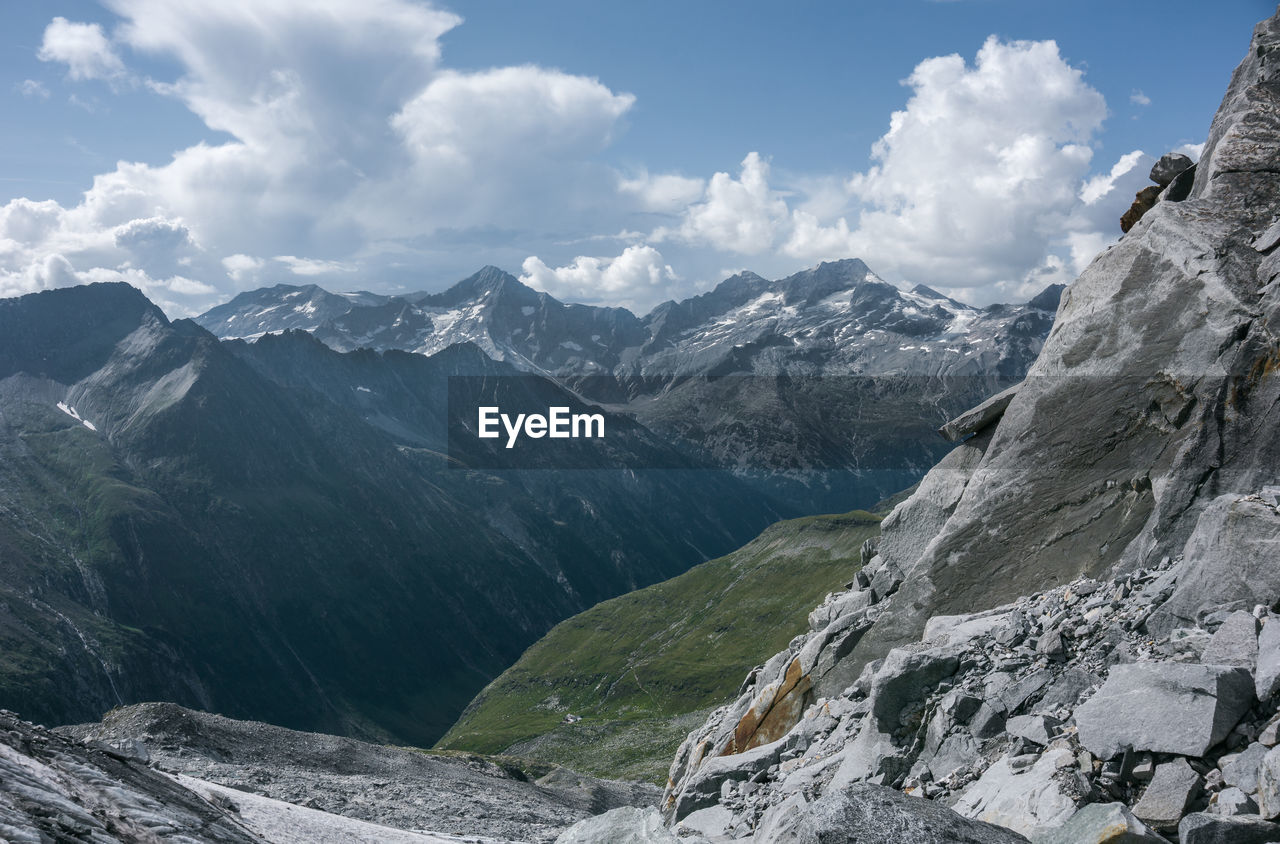 Scenic view of mountains against sky