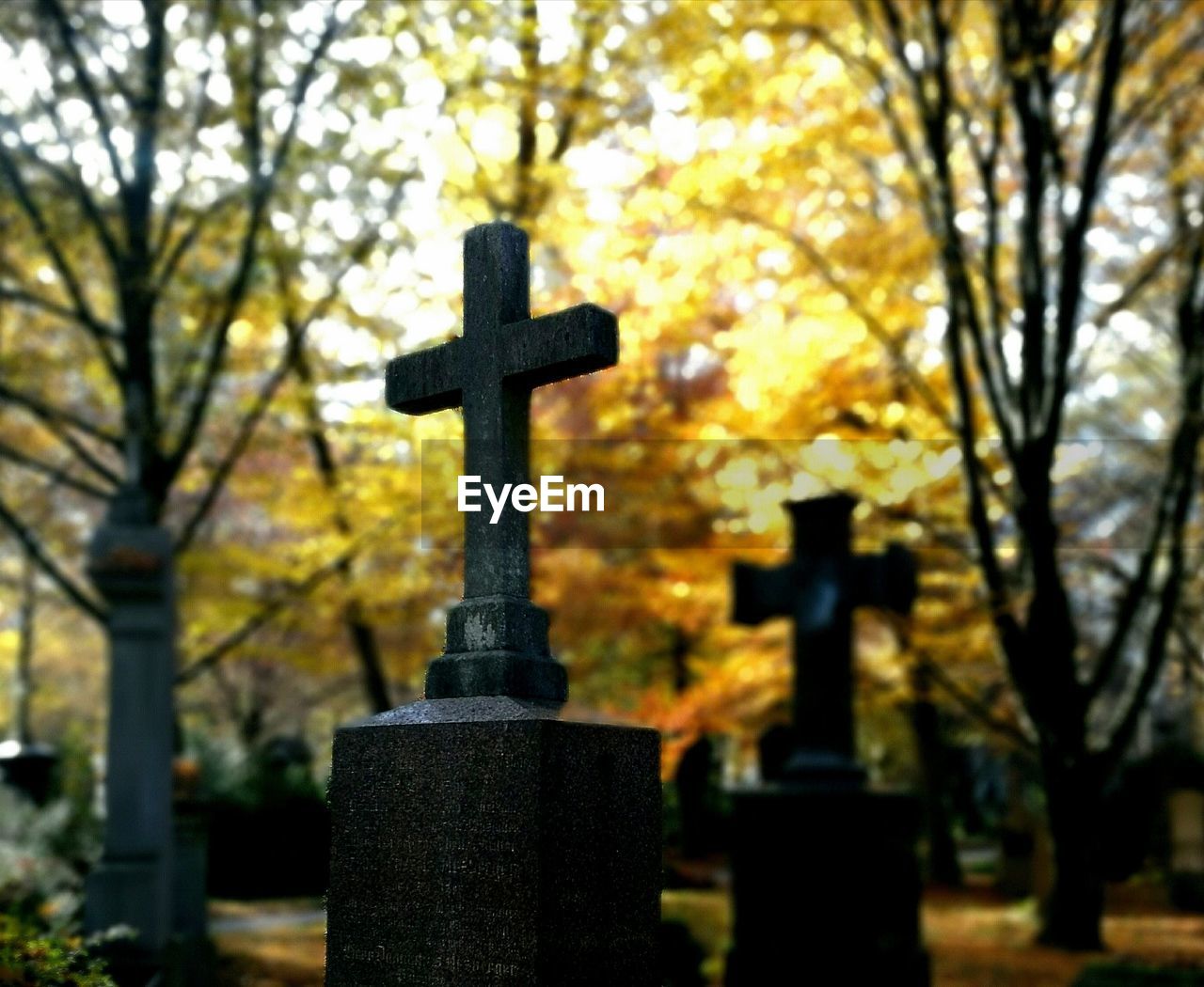 Close-up of cross against temple