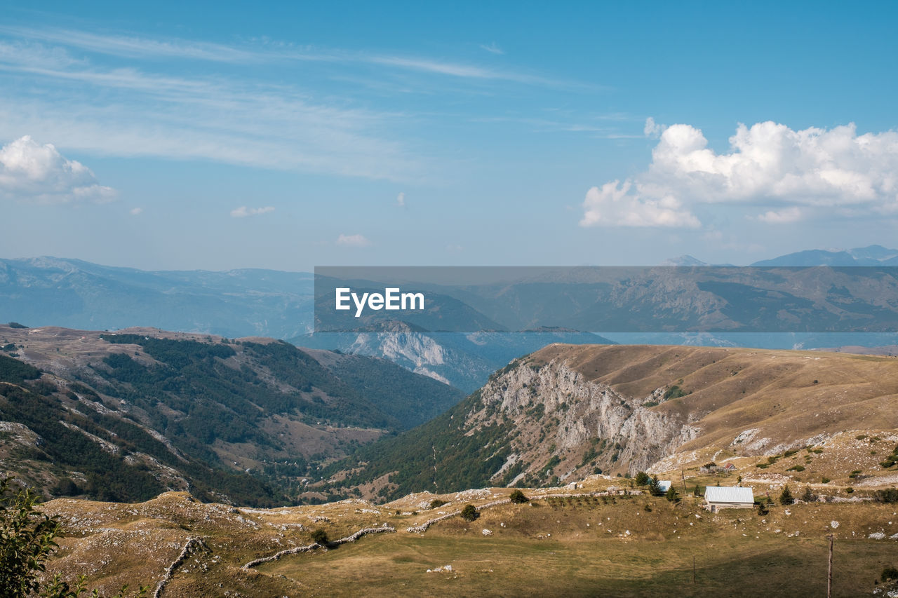 PANORAMIC VIEW OF LANDSCAPE AND MOUNTAINS AGAINST SKY