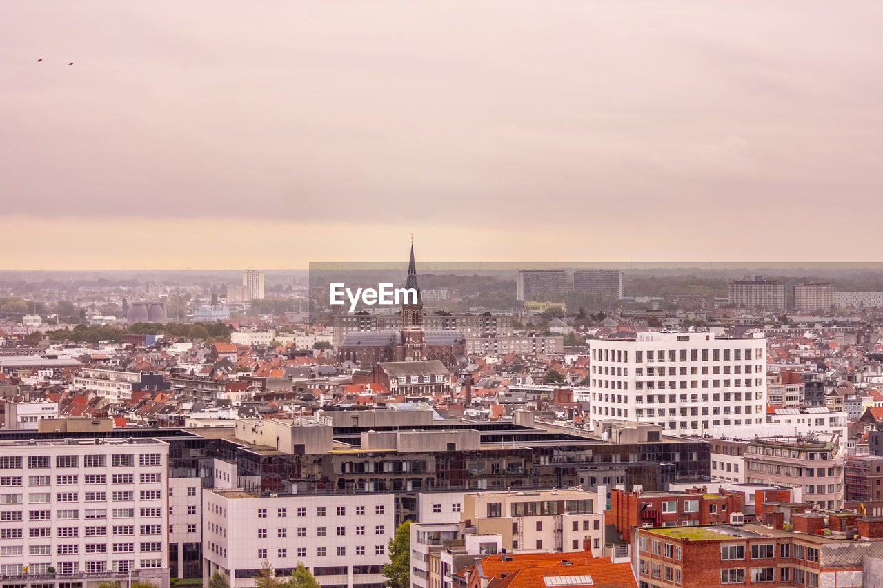 High angle view of buildings in city