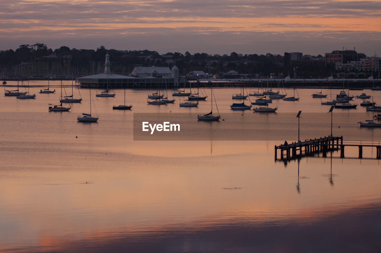 Scenic view of river against sky during sunset