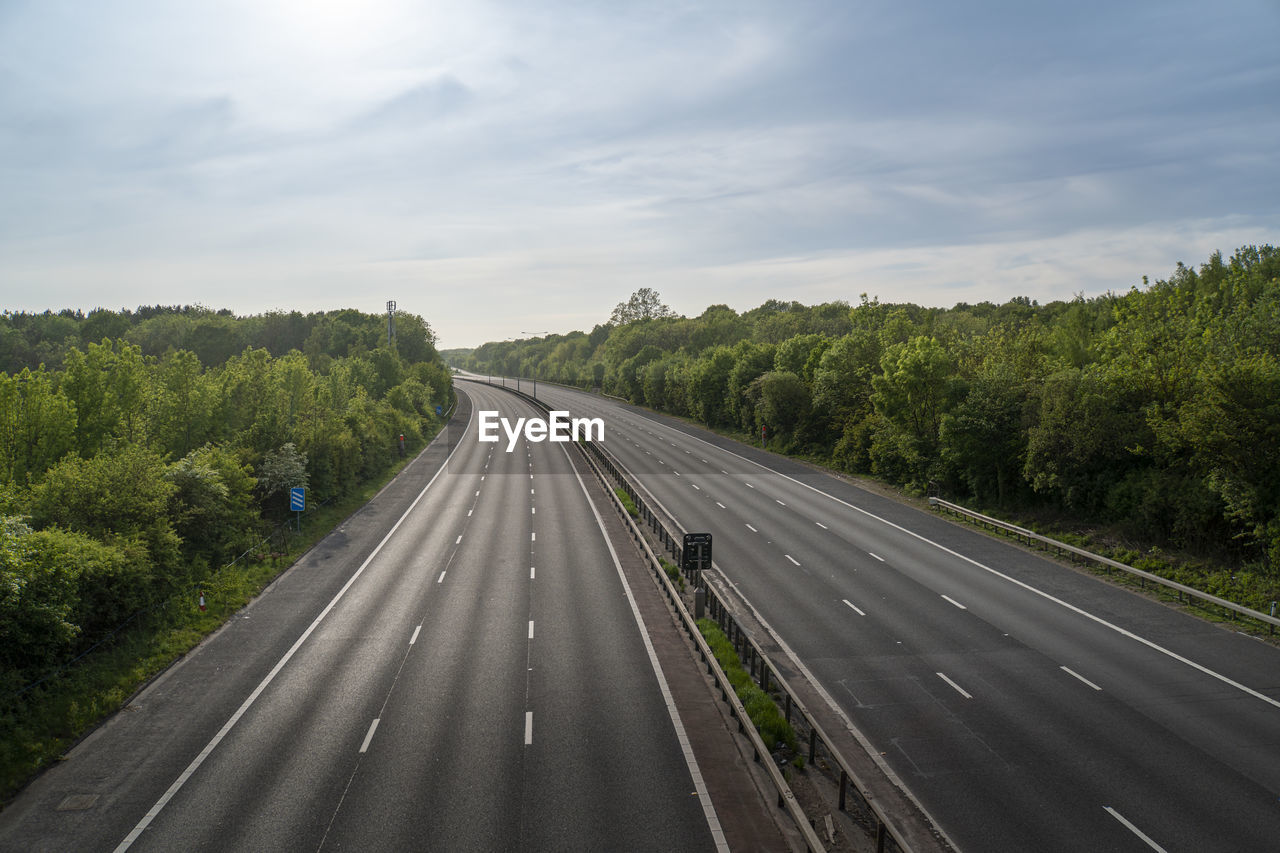 Empty m20 motorway in kent, uk during covid-19 lockdown