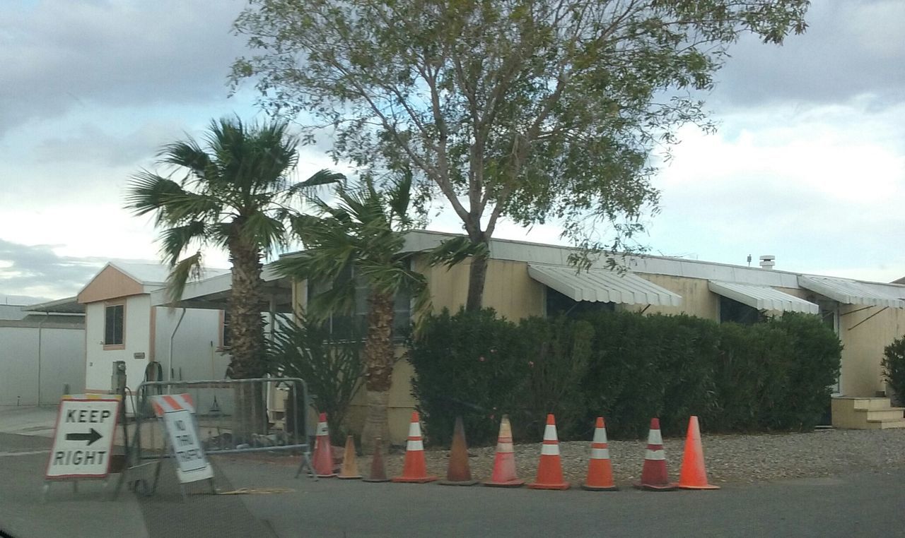 BUILT STRUCTURE WITH TREES IN FOREGROUND