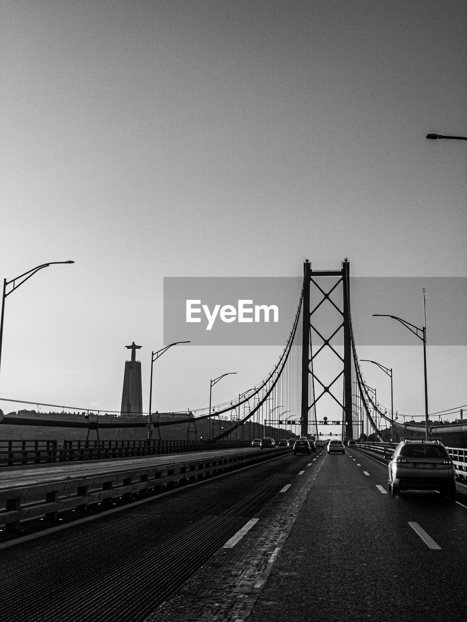 View of bridge over road against clear sky