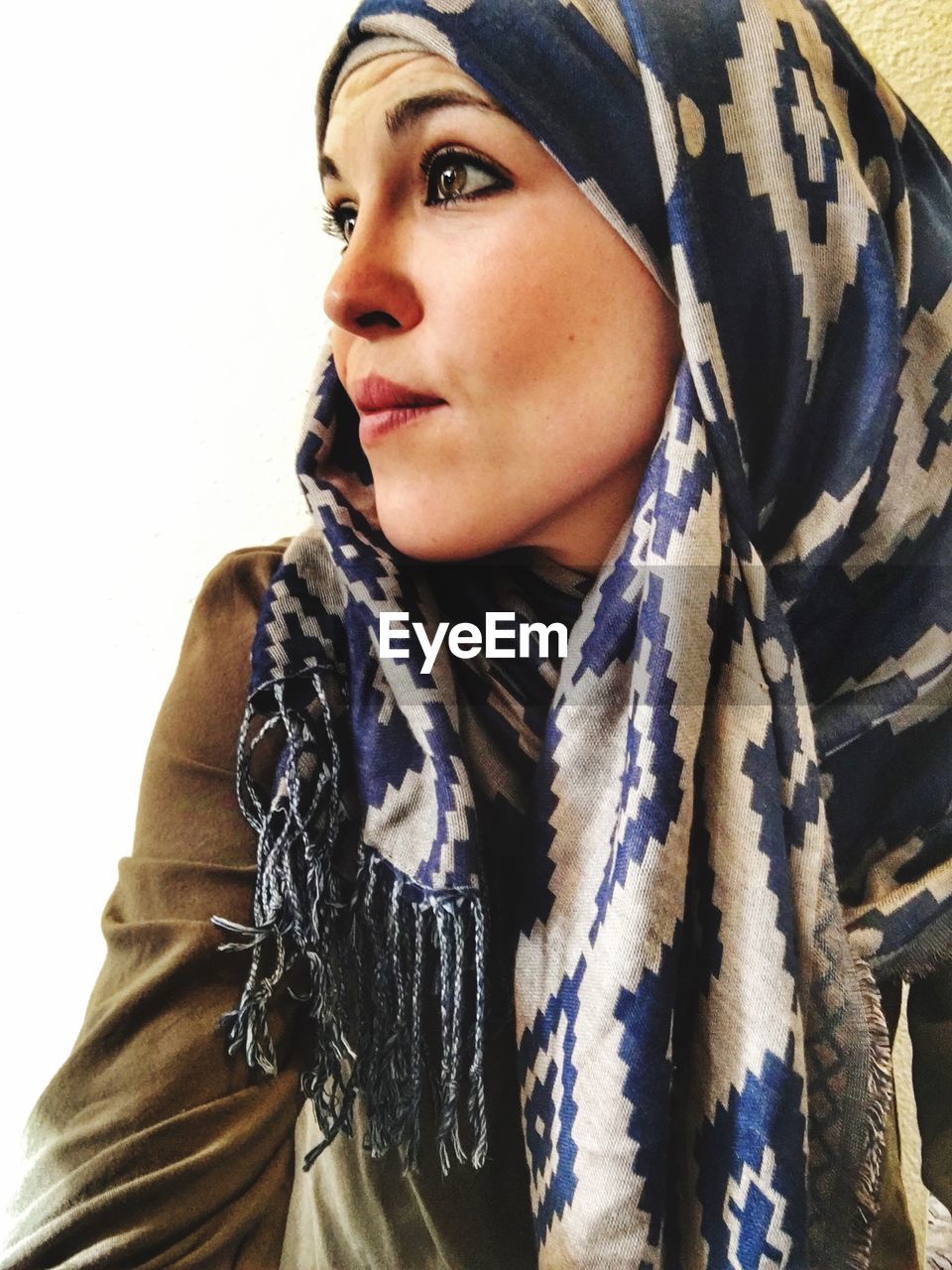 Close-up of thoughtful woman wearing hijab