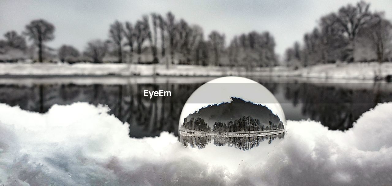 Reflection of trees in lake against sky