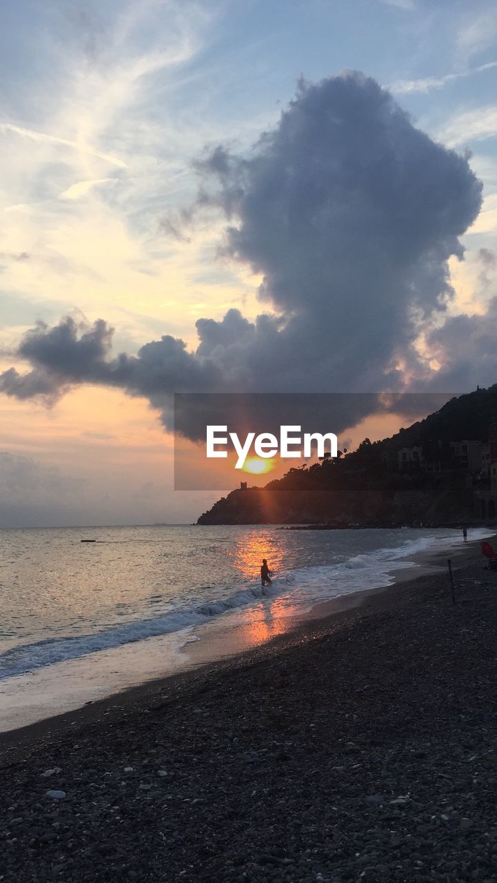 SCENIC VIEW OF BEACH DURING SUNSET