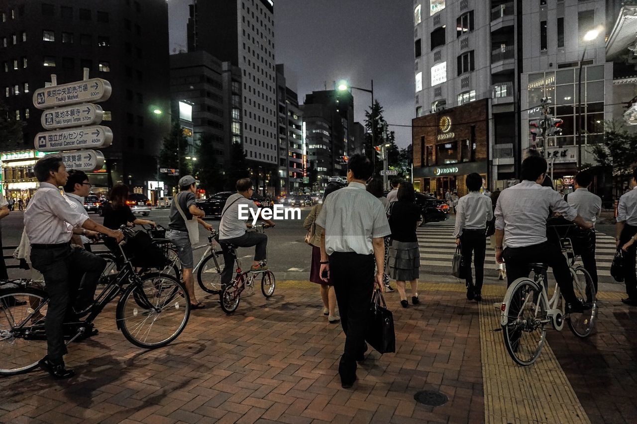 BICYCLES ON STREET IN CITY