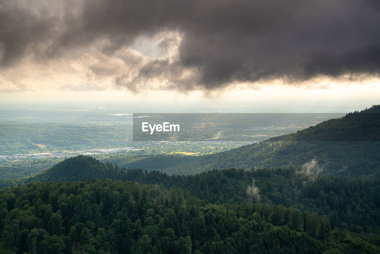 The sun shines on the murgtal in the northern black forest after a storm