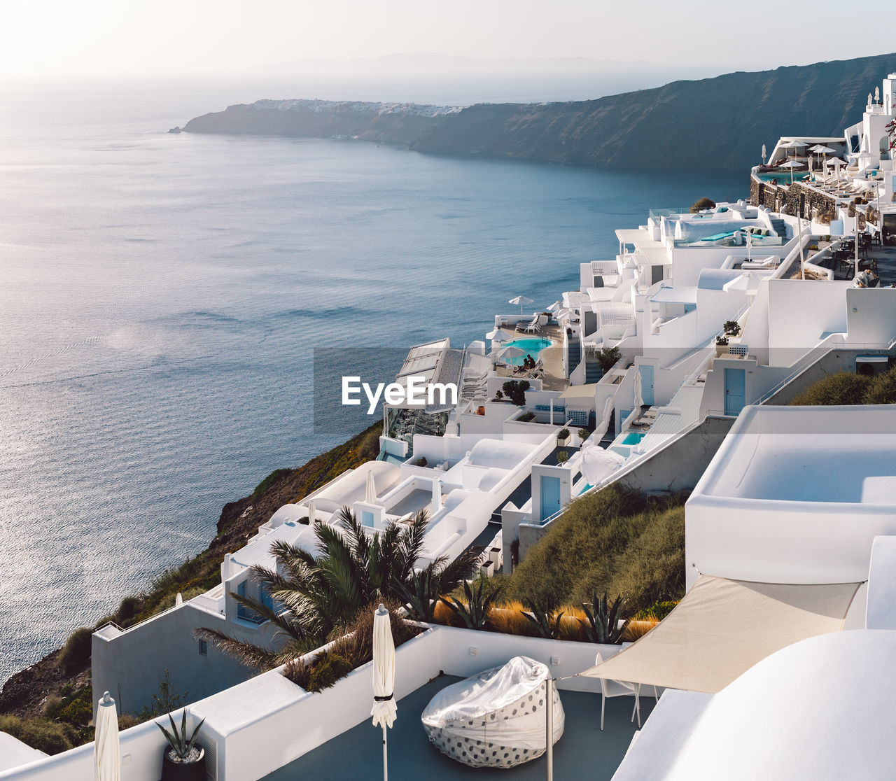 High angle view of boats in sea