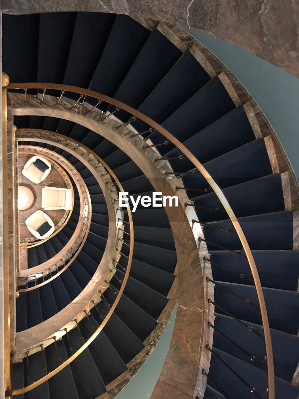 HIGH ANGLE VIEW OF SPIRAL STAIRCASE