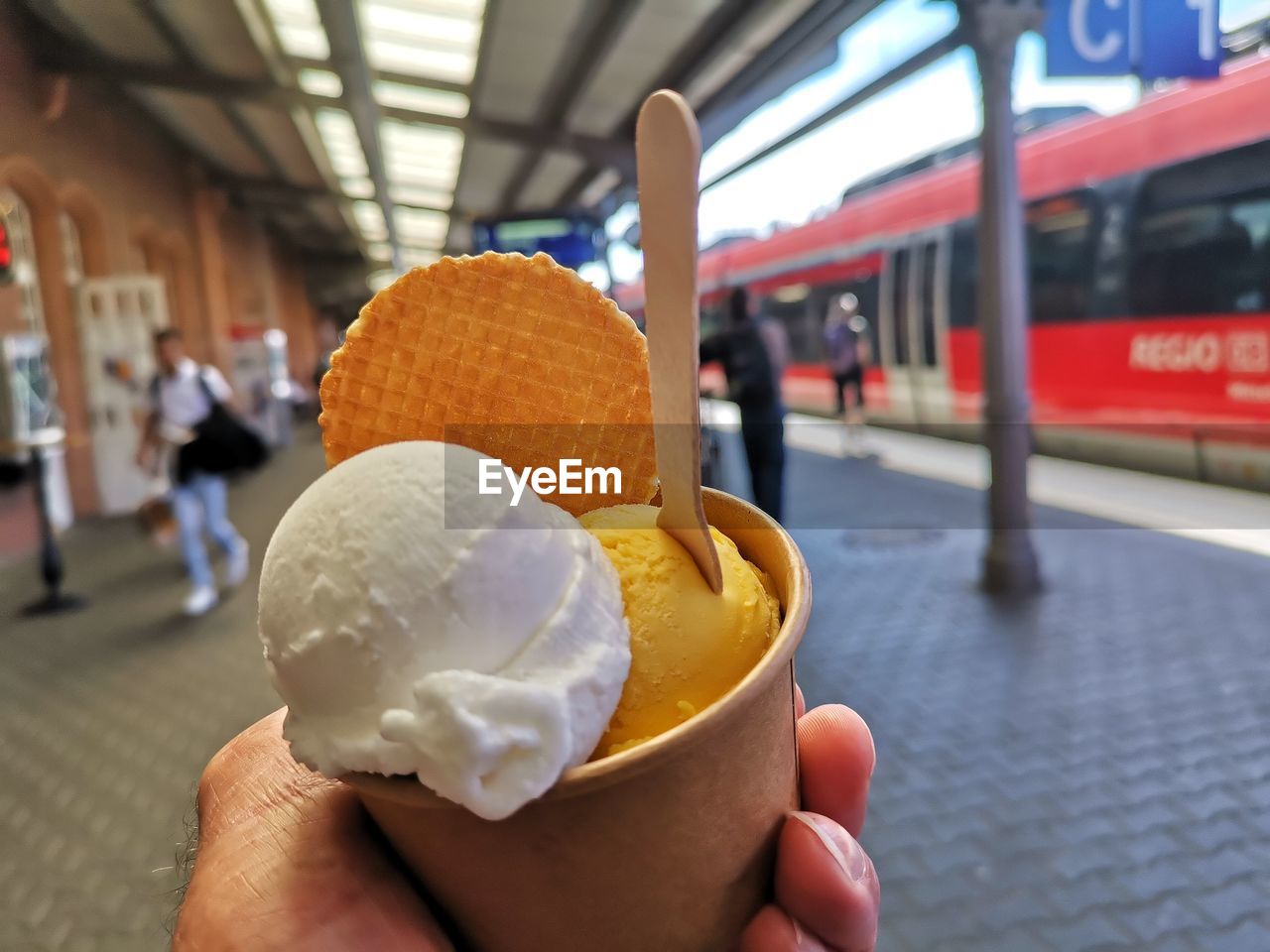 Hand holding ice cream cone