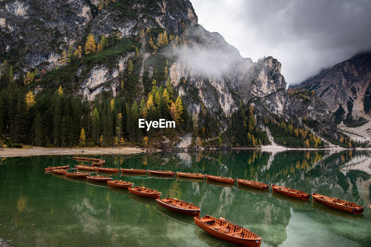 Panoramic view of boats in lake