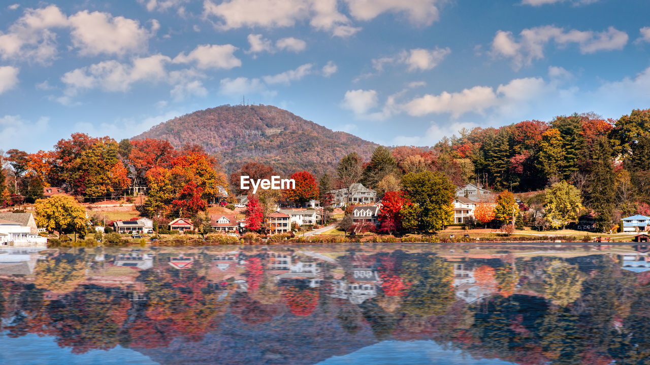 SCENIC VIEW OF LAKE BY TREES AGAINST SKY