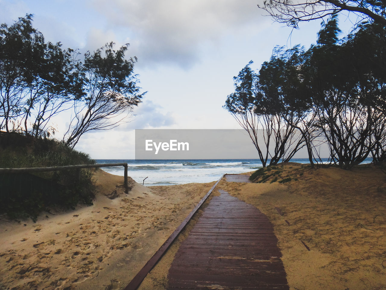 Scenic view of beach against sky