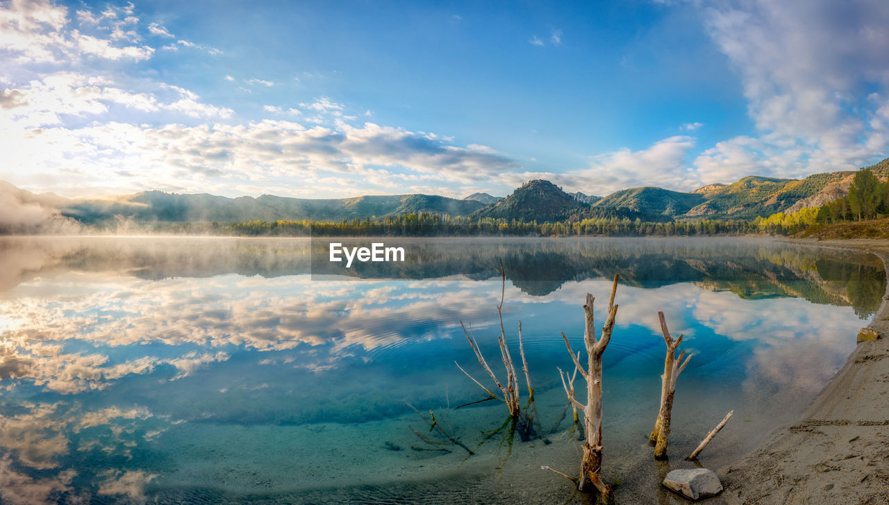 Scenic view of lake against sky