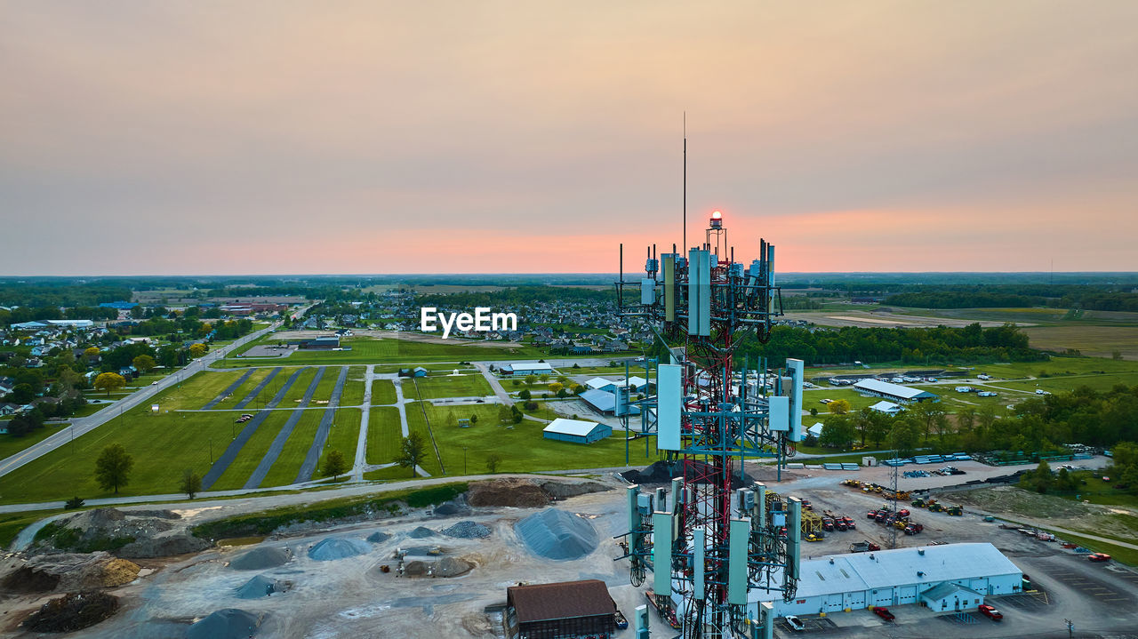 high angle view of cityscape against sky