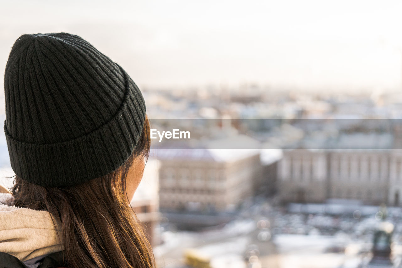 Rear view of woman looking at view