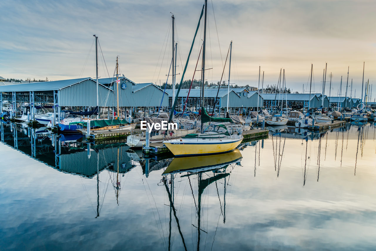 A view of boats at the marina in edmonds, washington.