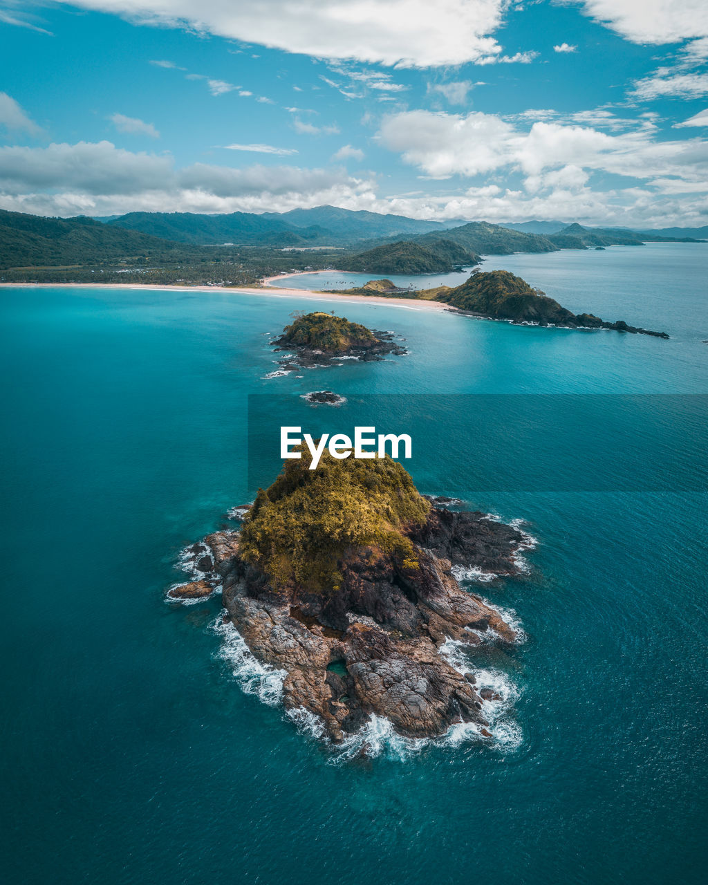 Aerial view of island against sky