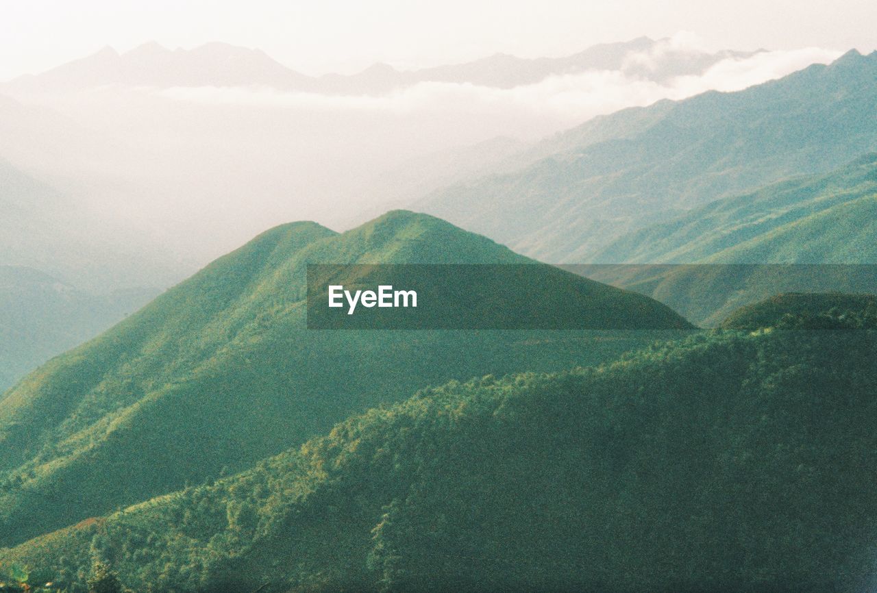 Scenic view of mountains against clear sky.
vietnam on kodak colorplus.