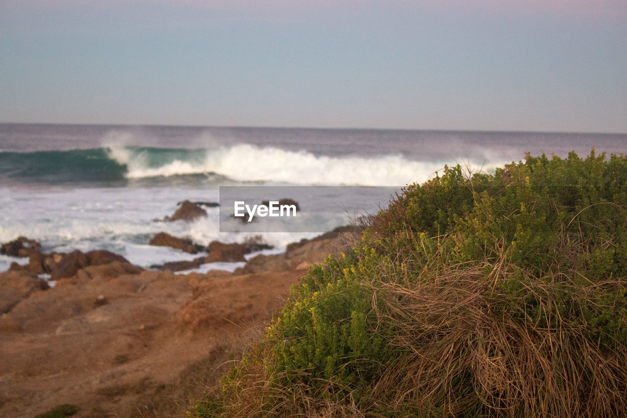 Scenic view of sea against clear sky