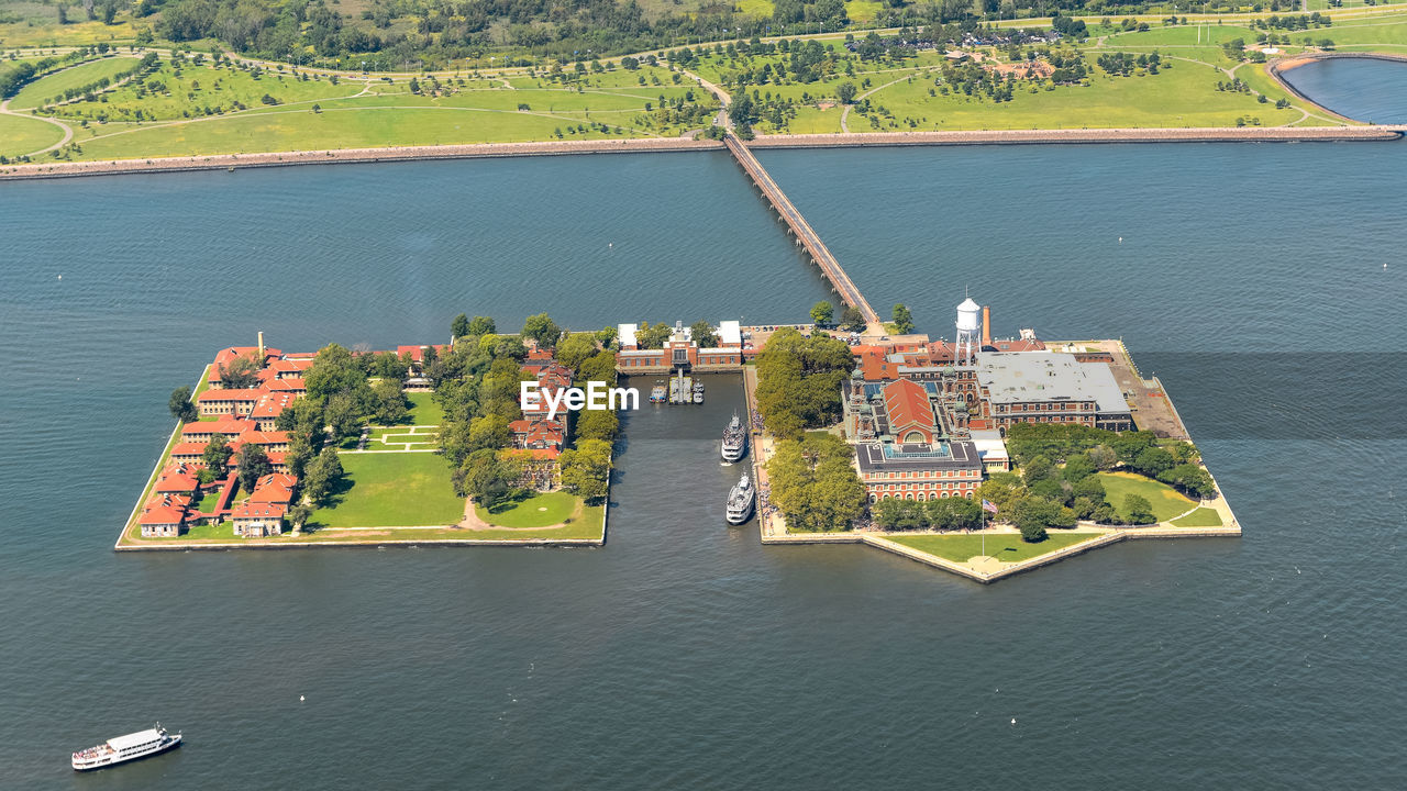 Aerial view of ellis island, nyc.