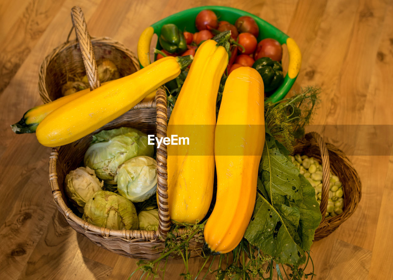 Various vegetables harvested from the field and washed, harvest time, vegetable canning, summer 
