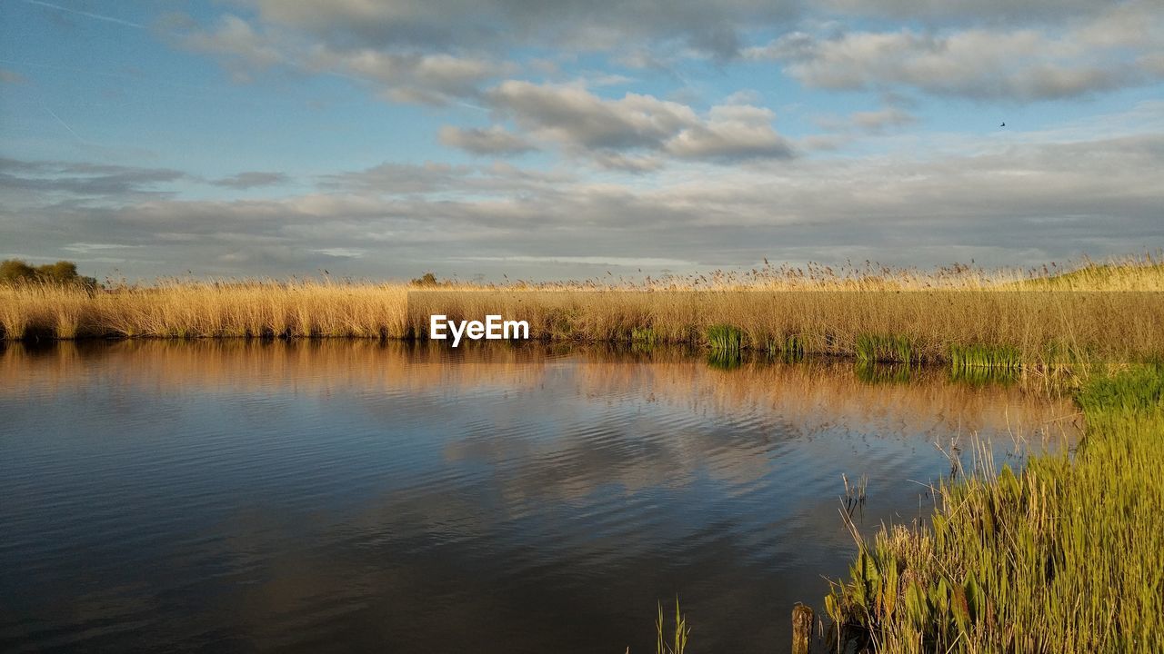 SCENIC VIEW OF LAKE WITH REFLECTION AGAINST SKY