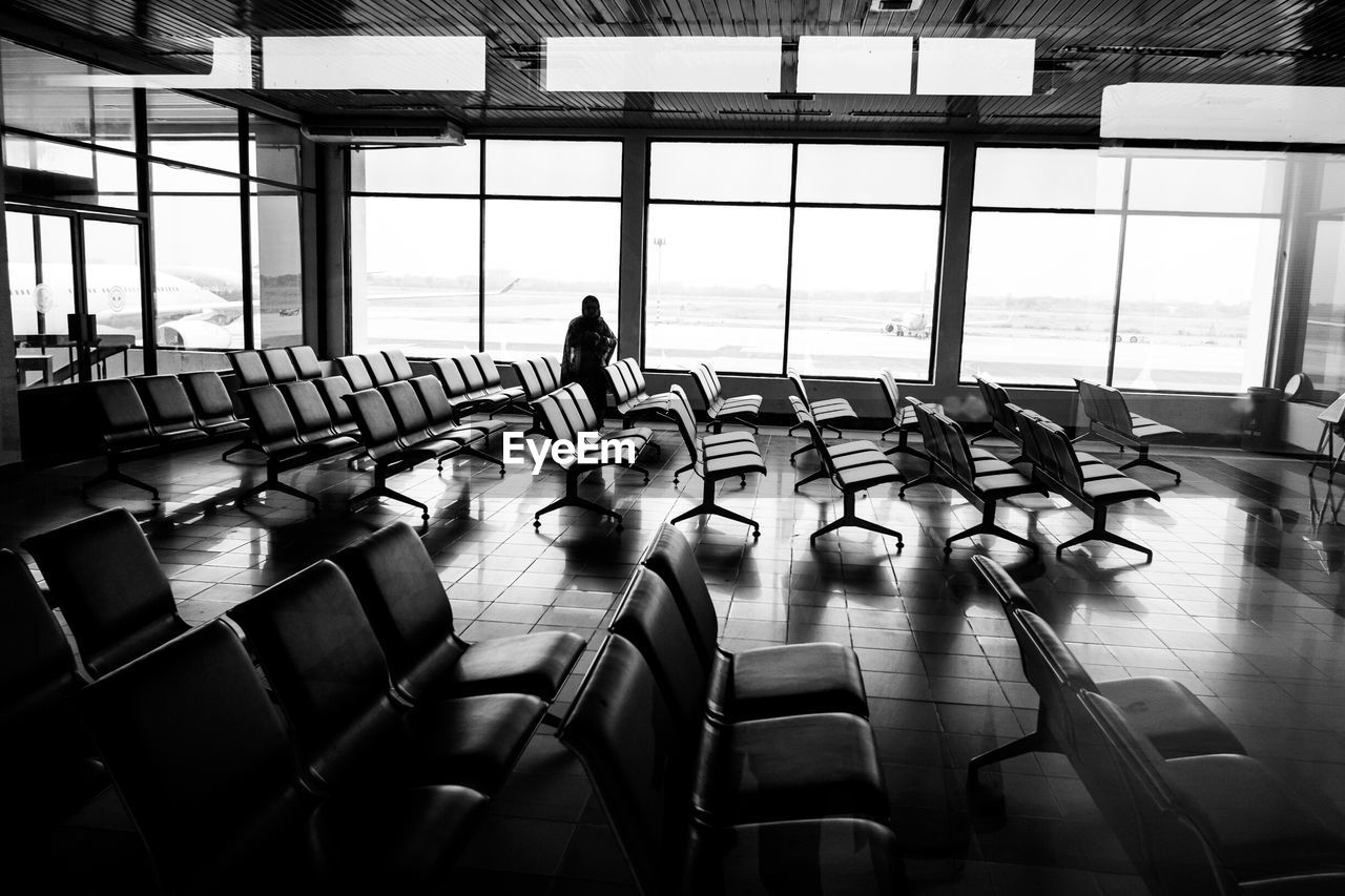 Empty seats in airport hall