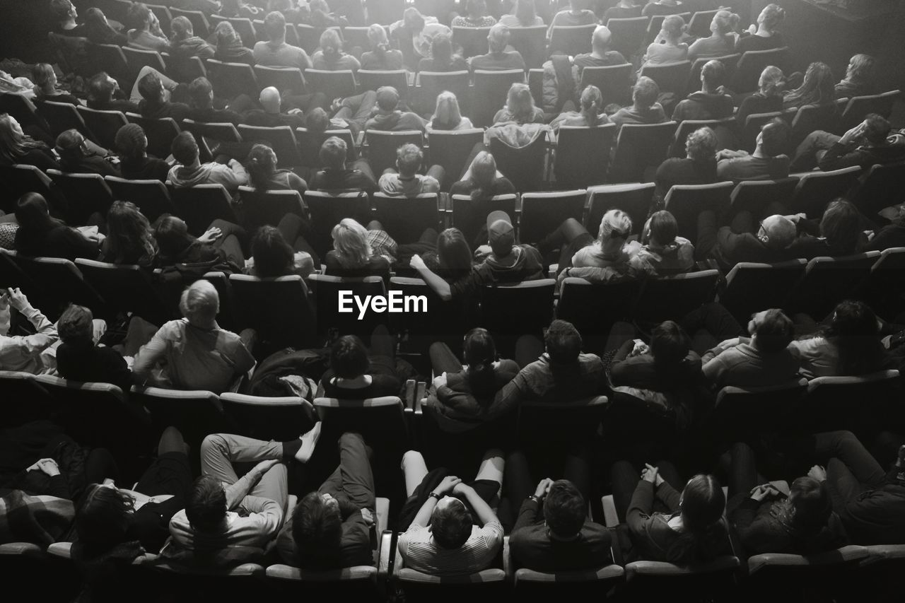 High angle view of audience in theater