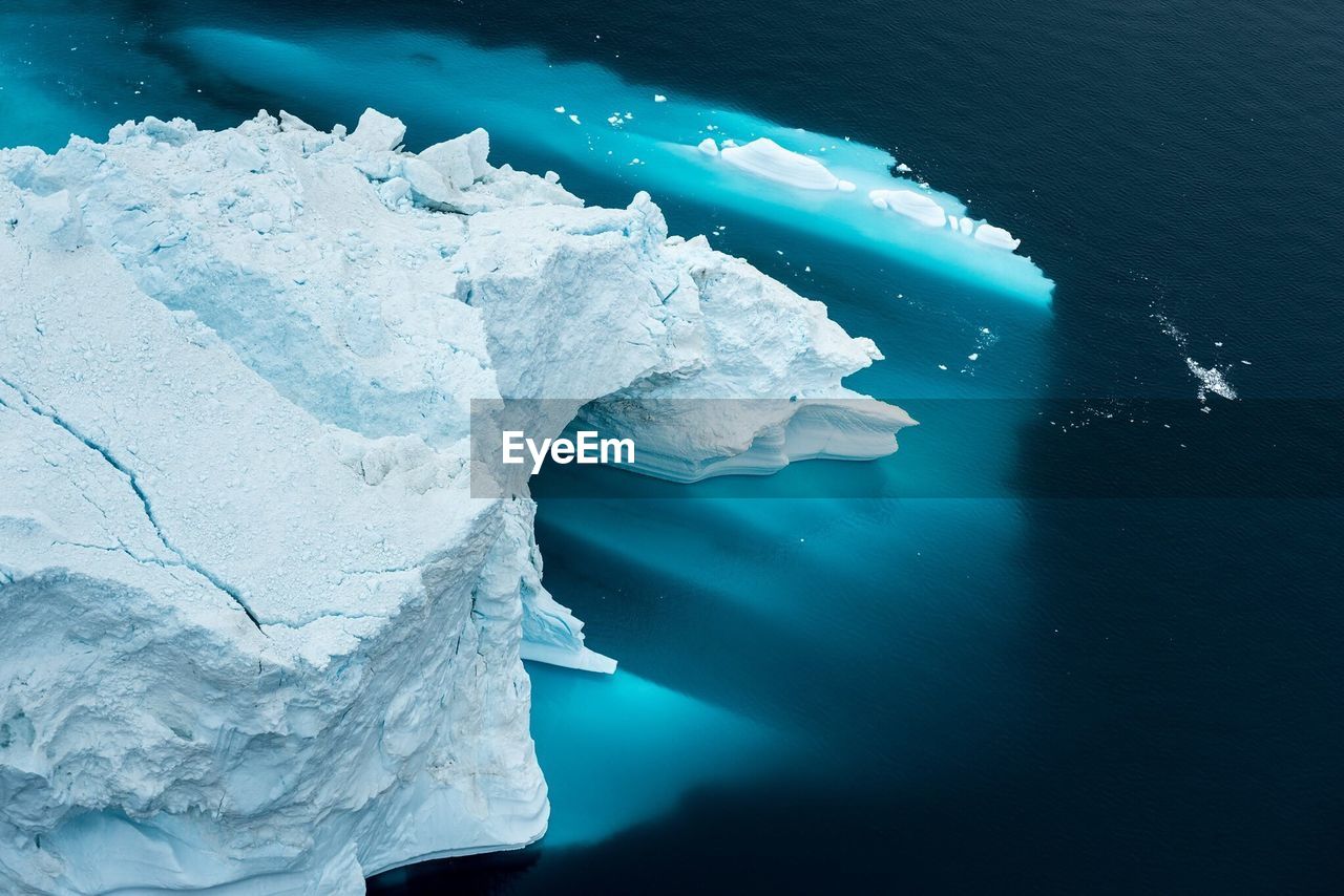 High angle view of glacier in lagoon