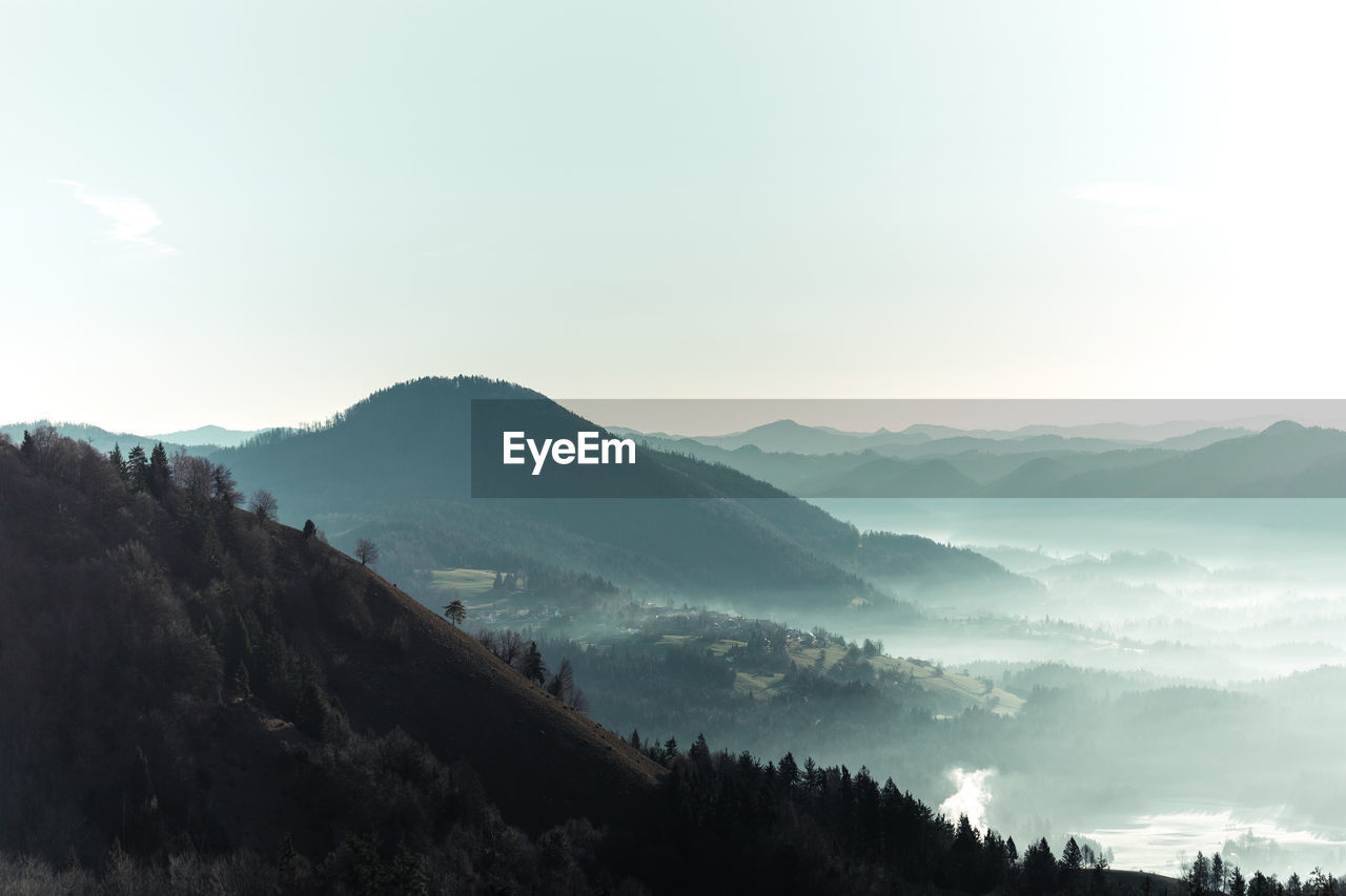 Scenic view of mountains against sky