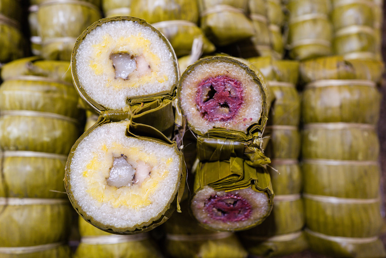 Banh tet khmer dish in the orussey market in phnom penh