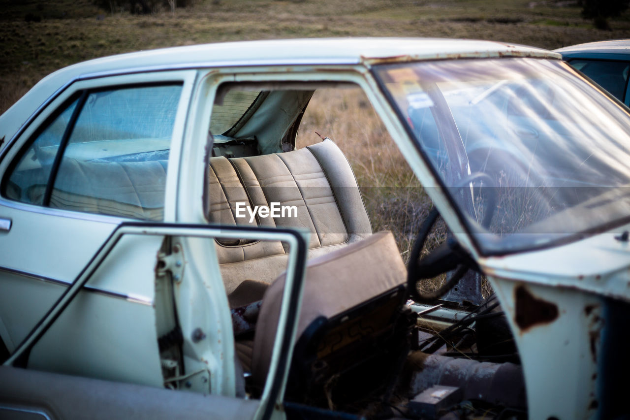 View of an abandoned vehicle