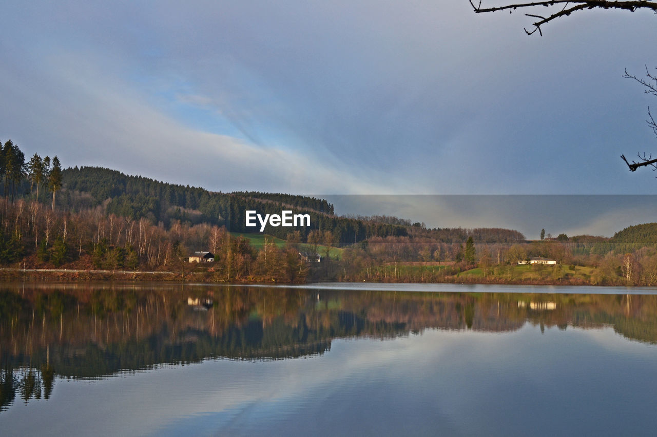 Scenic view of lake against sky