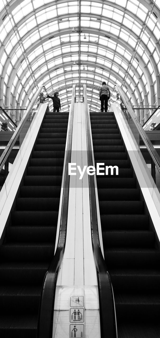 Low angle view of escalator