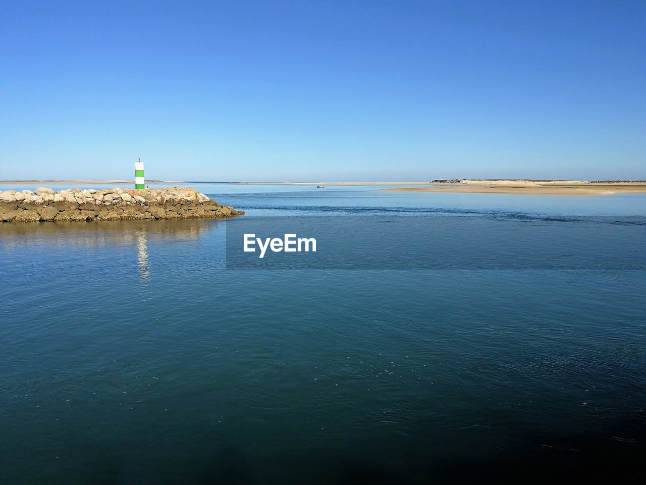 Scenic view of sea against clear sky