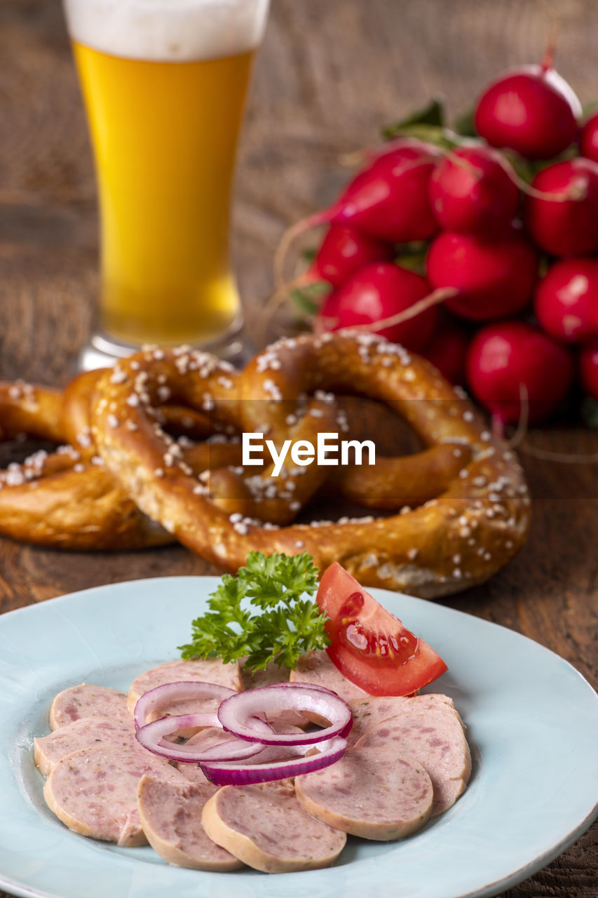 high angle view of food on table