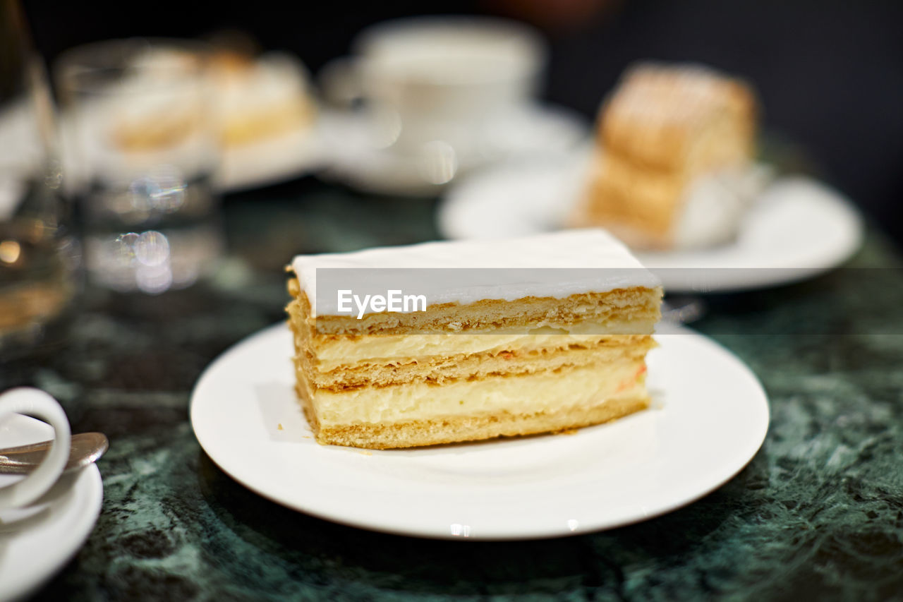 CLOSE-UP OF CAKE SLICE IN PLATE