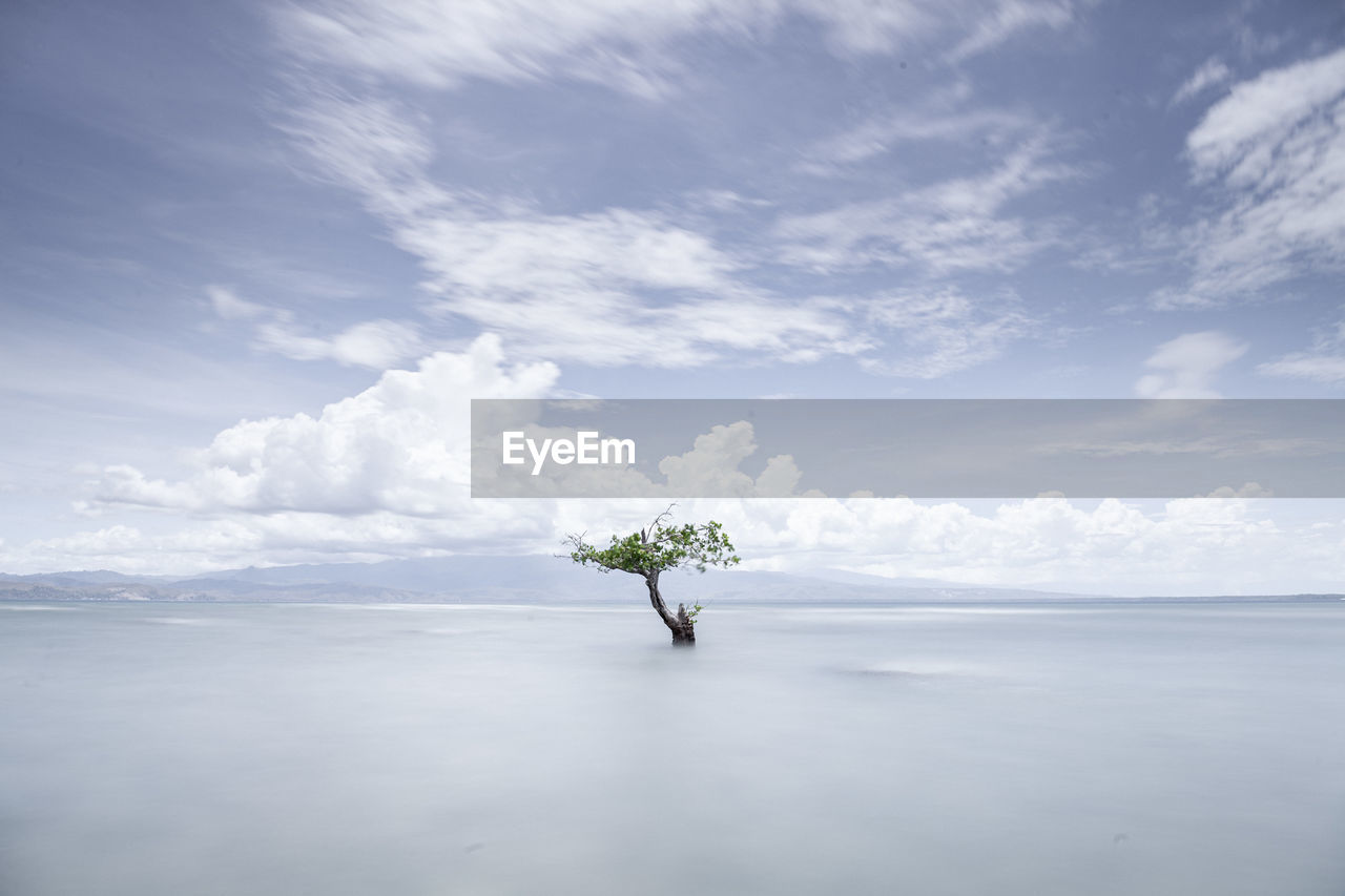 Scenic view of sea against cloudy sky