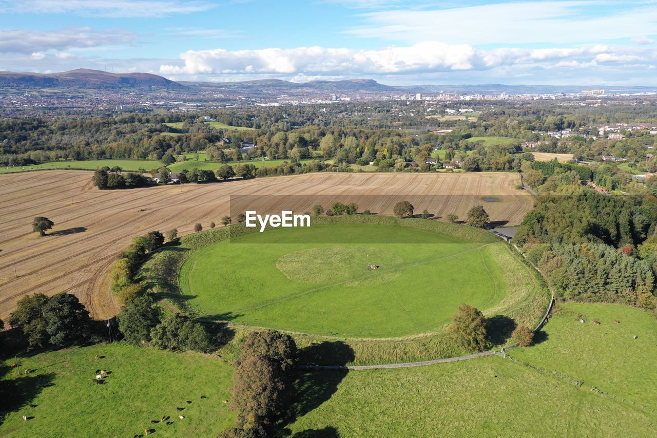 High angle view of landscape against sky