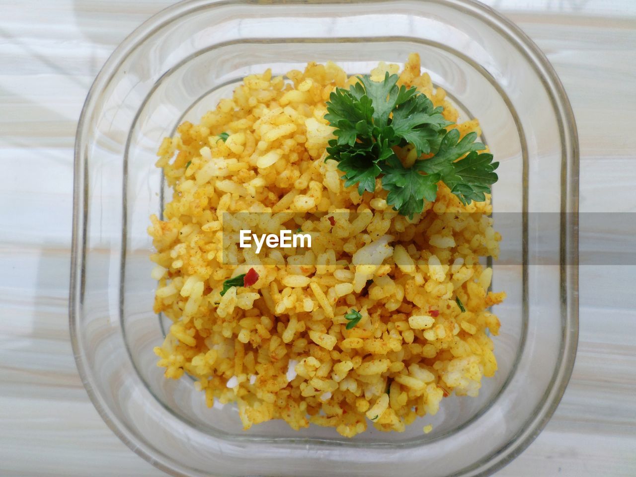 HIGH ANGLE VIEW OF YELLOW SALAD IN PLATE ON TABLE